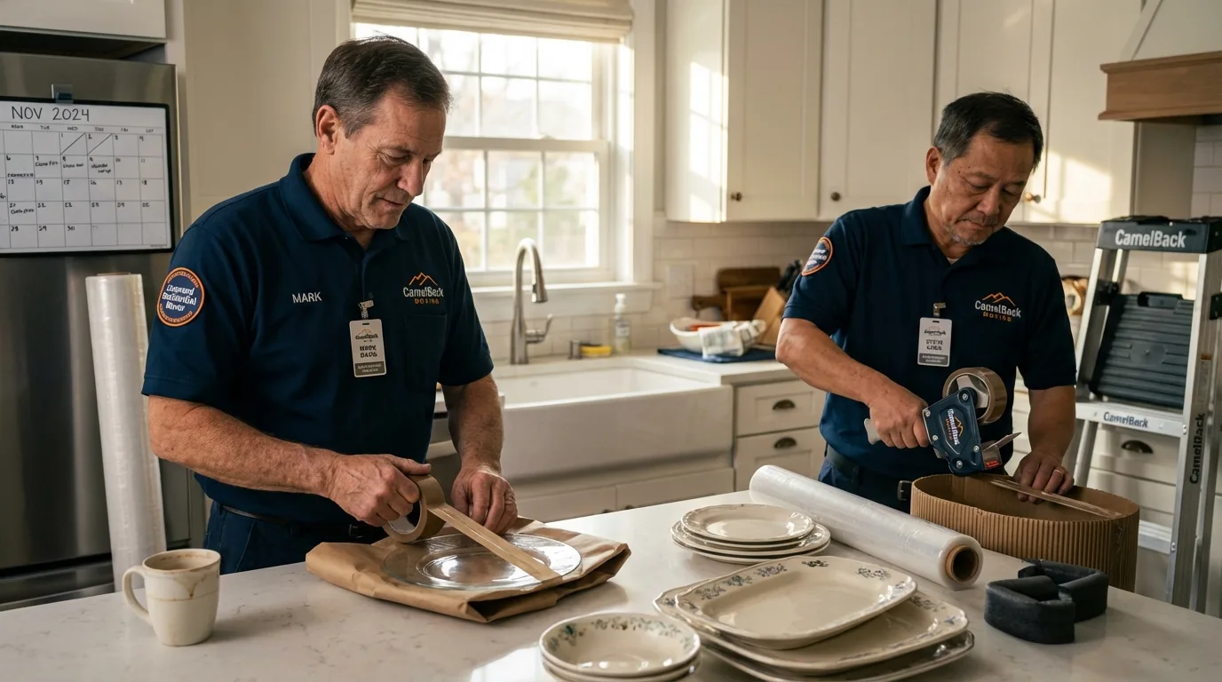 Professional crew packing kitchen dishware in Jim Thorpe, PA